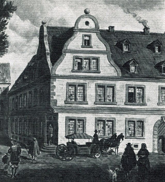 Merck Engelapotheke: Merck's Engel-Apotheke (Angels-Pharmacy) in the second half of the 17th century in Darmstadt