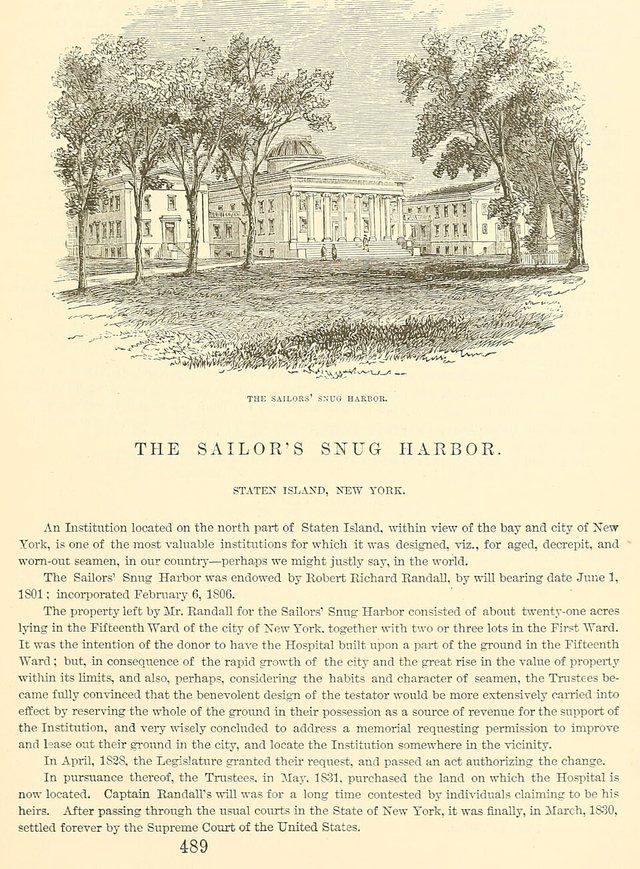 Sailors' Snug Harbor, Staten Island, New York, Valentine's Manual: Wood engraving of the Sailors' Snug Harbor on Staten Island, New York City