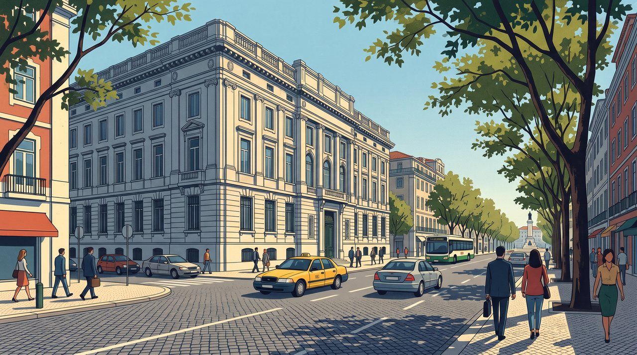 AI illustration: A bank head office on the Avenida da Liberdade, Lisbon, 2014