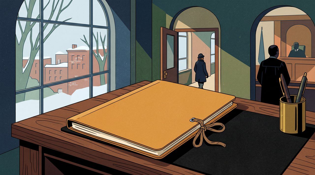 AI illustration: A probate court file on a desk in White Plains, New York, 2021