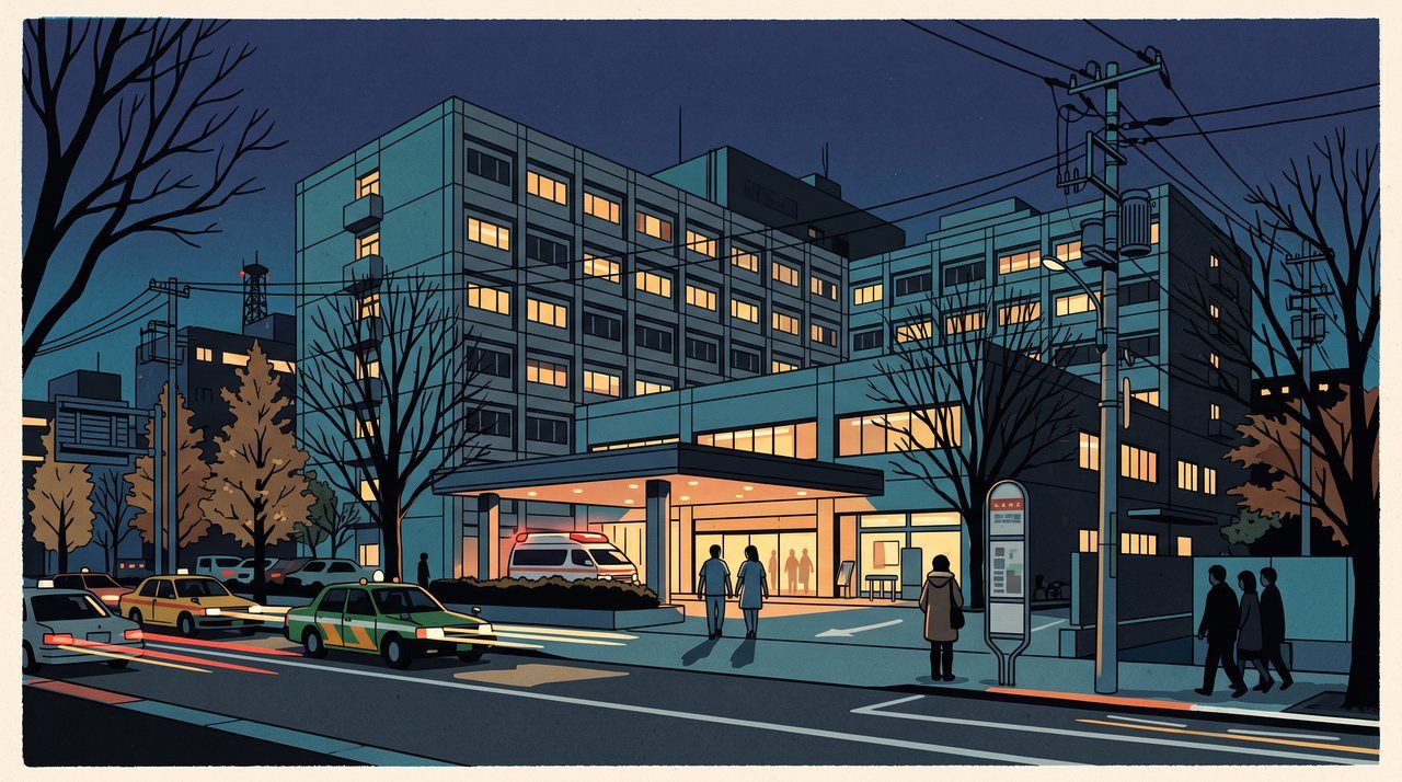 AI illustration: A Tokyo hospital at night, November 2014