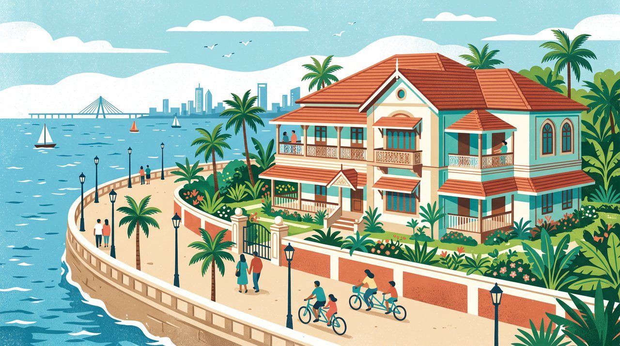 AI illustration: Aashirwad, the sea-facing bungalow on Carter Road, Bandra, Mumbai