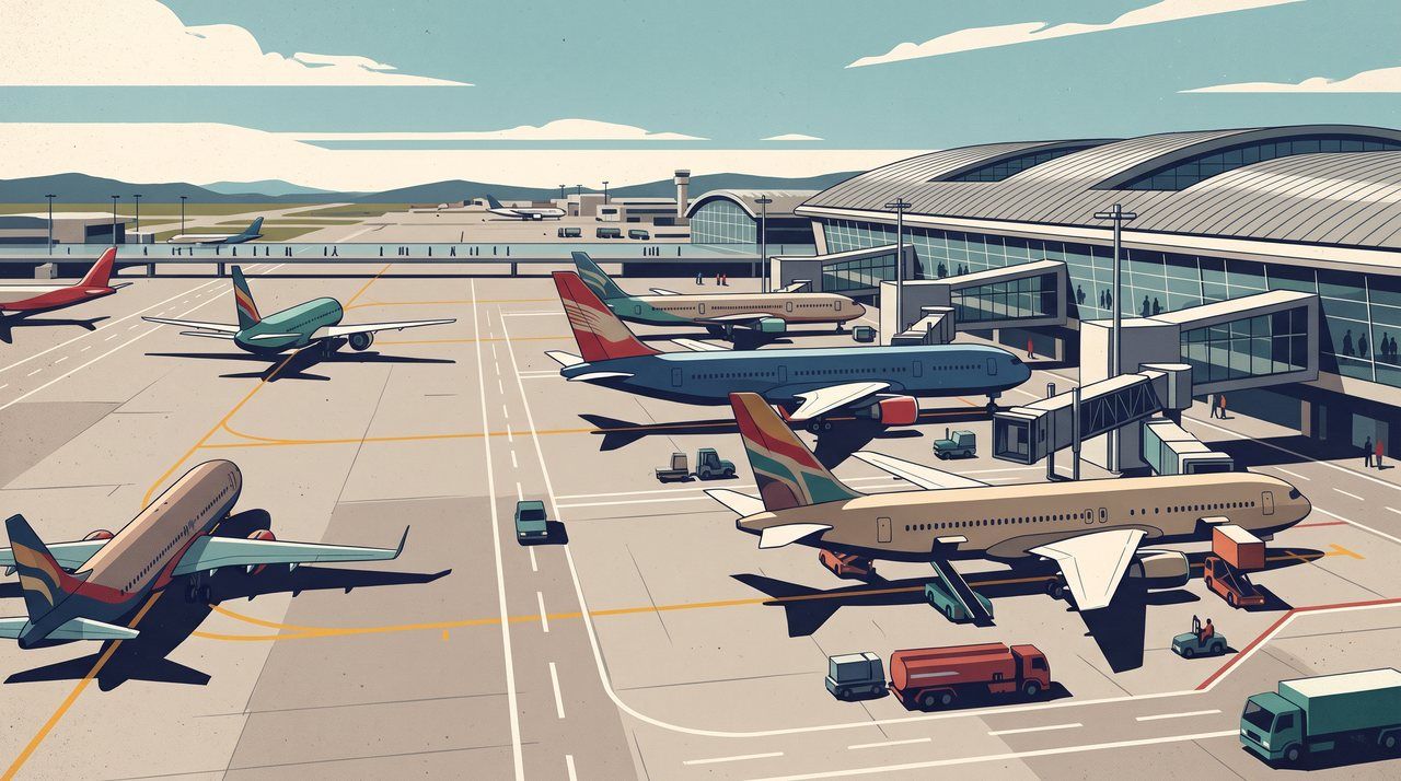 AI illustration: Airliners at Incheon International Airport, 2019