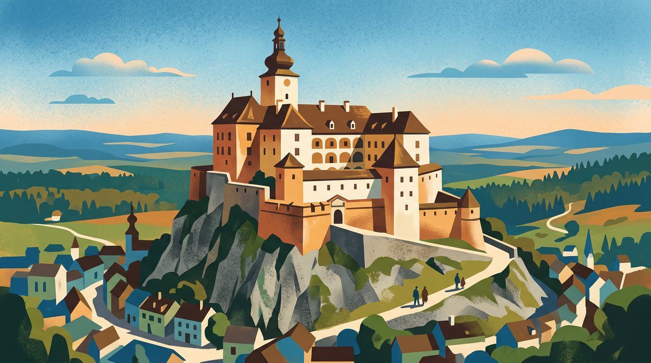 AI illustration: Forchtenstein Castle on its rock in Burgenland, Austria