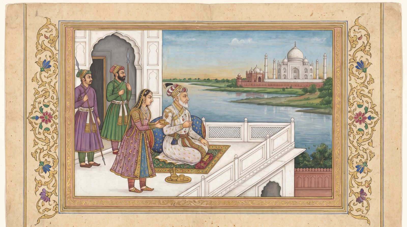 AI illustration: Shah Jahan, imprisoned by his son Aurangzeb, looks from Agra Fort at the Taj Mahal