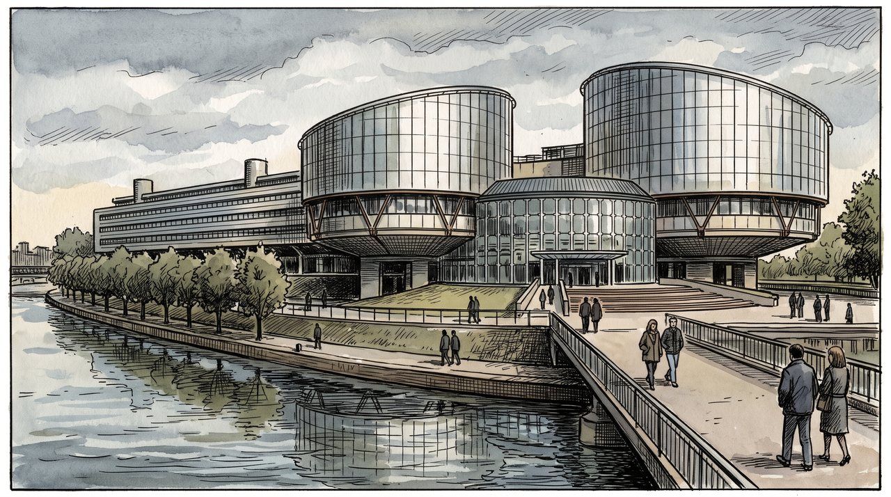 AI illustration: The European Court of Human Rights building in Strasbourg