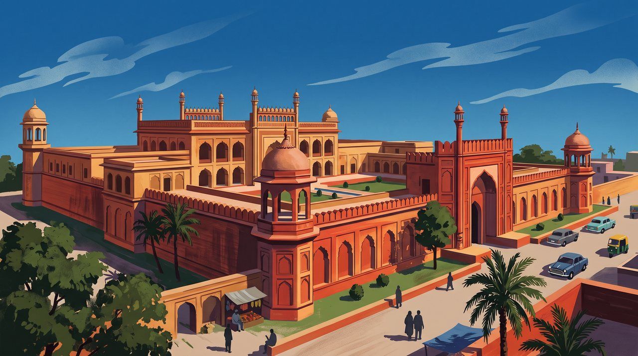 AI illustration: The fort palace of Mahmudabad, Uttar Pradesh, 1970s