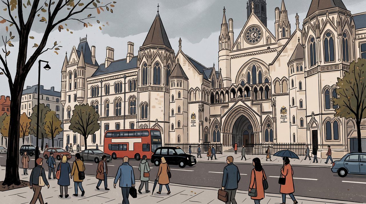 AI illustration: The Royal Courts of Justice on the Strand, London