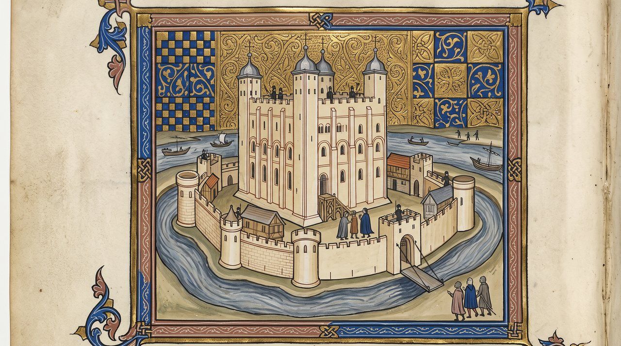 AI illustration: The White Tower of the Tower of London, 1244