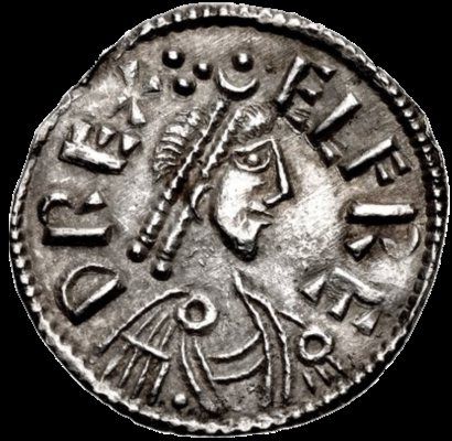 Alfred the Great: Alfred the Great, silver penny; struck 875–880 (obverse)