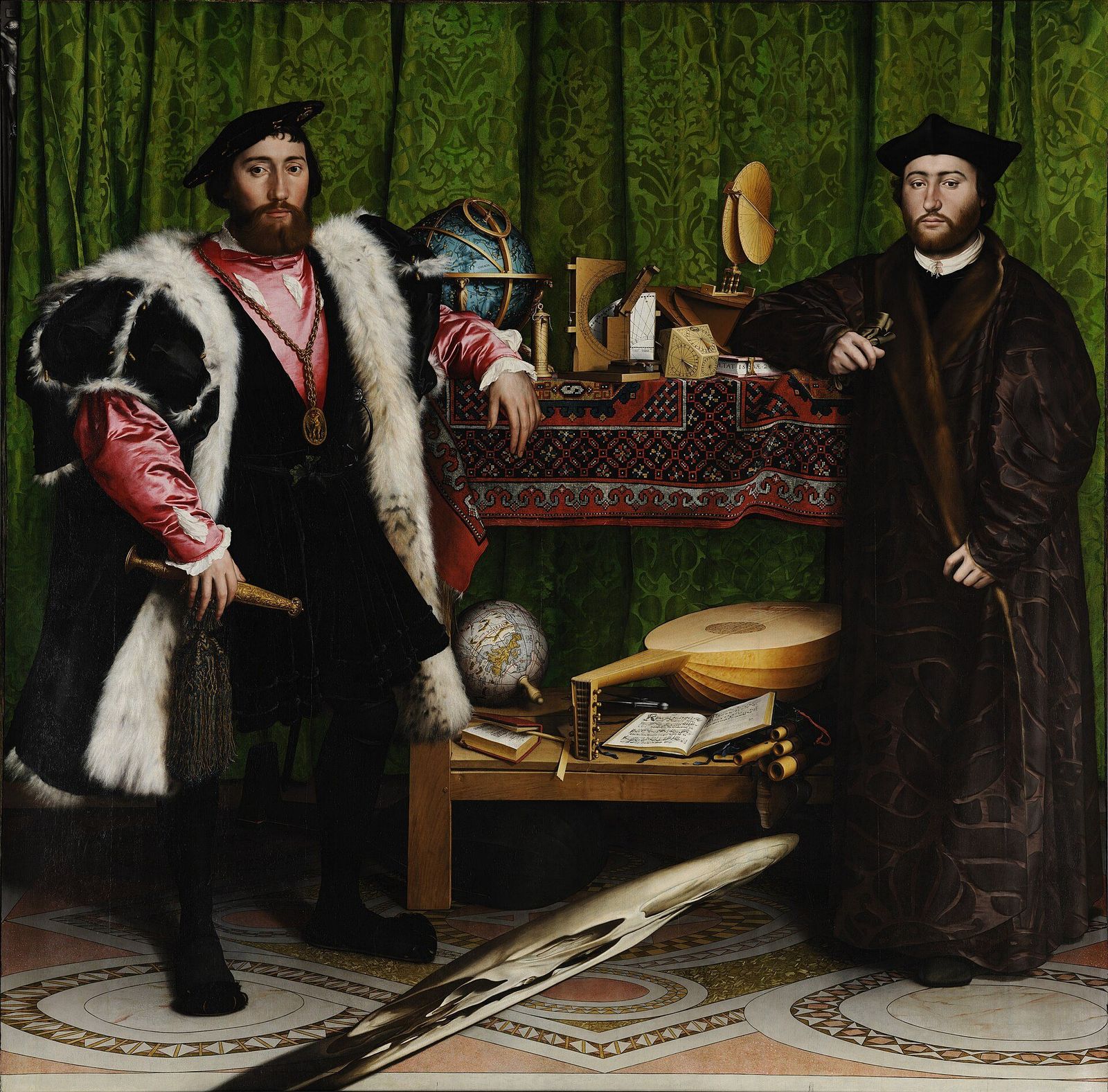 Spanish: Los Embajadores The Ambassadorstitle QS:P1476,es:"Los Embajadores "label QS:Les,"Los Embajadores "label QS:Lhu,, painting by Hans Holbein the Younger