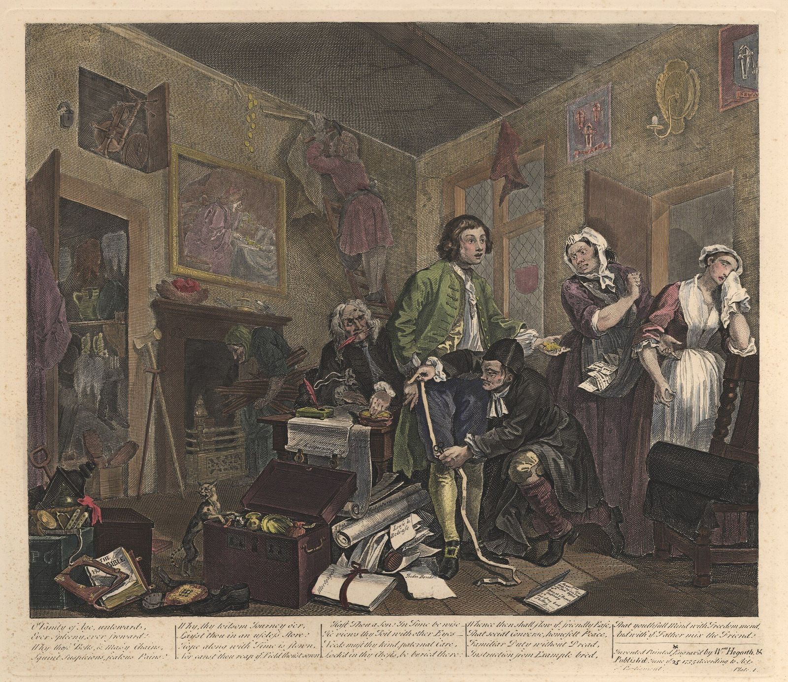 A Rake's Progress: The Young Heir Takes Possession of the Miser's Effects title QS:P1476,en:"A Rake's Progress: The Youn, painting by William Hogarth