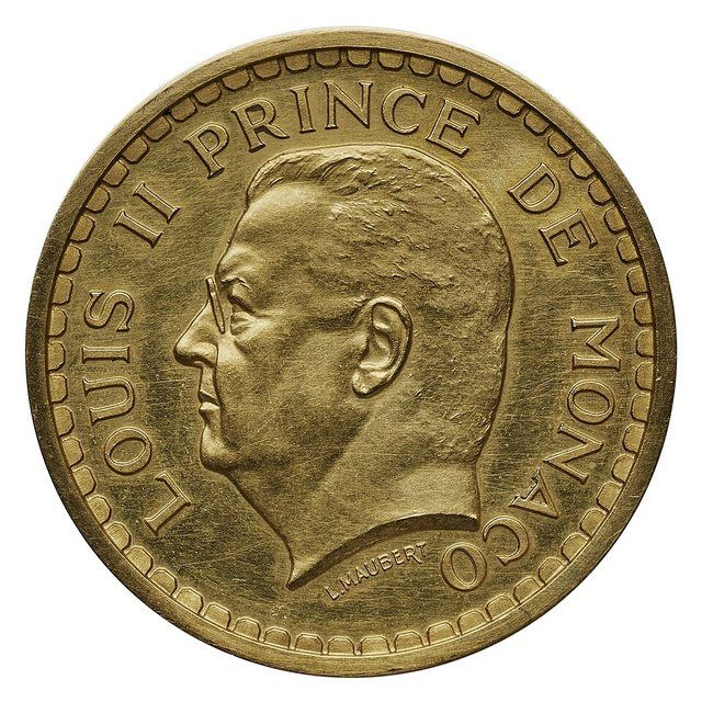 monnaie : Monaco, Louis II, 500 francs, 1934: Sujet : Numismatique médiévale Monaco Ancien possesseur : Beistegui, Charles de (1895-1970). Ancien possesseur Appartient à l’ensemble