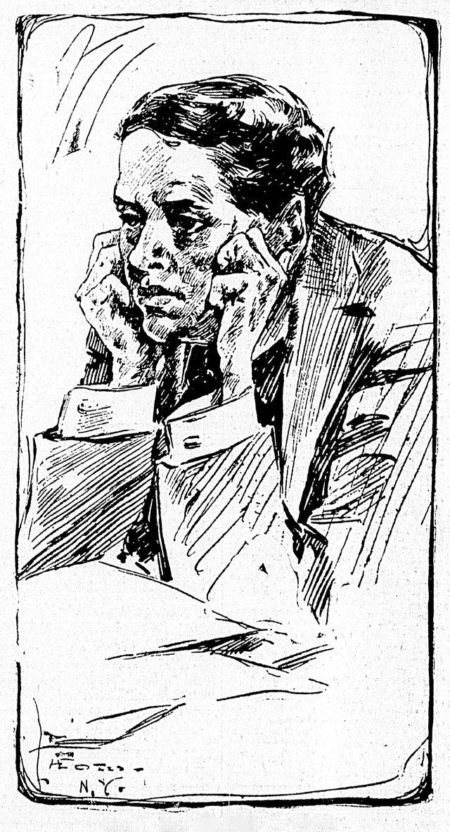 Harry Kendall Thaw on trial - sketch: Harry Kendall Thaw watching the faces of the men in the jury box