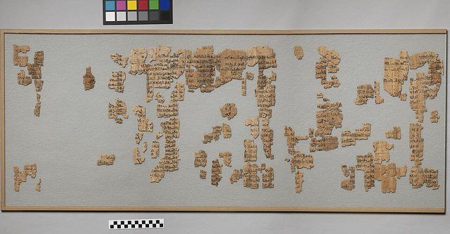 Italian: Il Papiro dei Re The so-called “Turin King List”, with a list of kings written on the verso and an administrati: Italian: Il Papiro dei Re The so-called “Turin King List”,