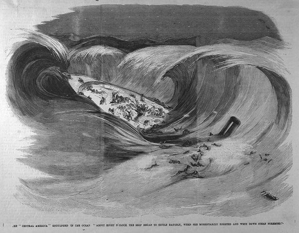 The 'Central America' engulphed by the ocean - 1857: The 'Central America' engulphed by the ocean - 1857 "About eight o'clock the ship began to settle badly, when she momentarily r