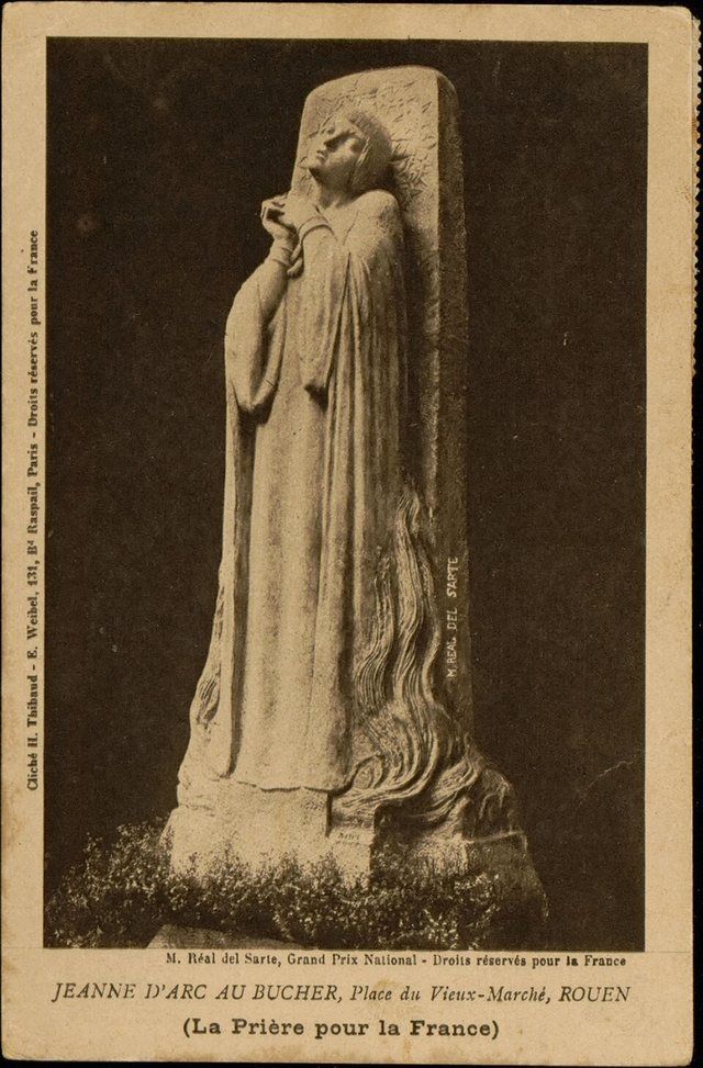 Jeanne d'Arc au bûcher, Place du Vieux-Marché, Rouen (La Prière pour la France): Carte postale n°131