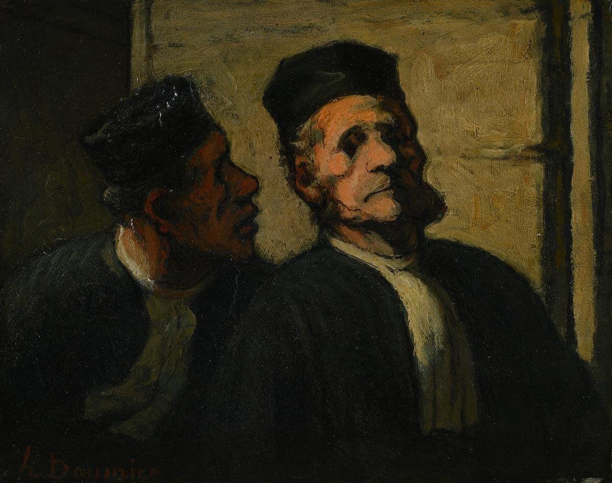 German: Les Deux Avocats title QS:P1476,de:"Les Deux Avocats "label QS:Lde,"Les Deux Avocats "label QS:Lfr,"Les Deux Avo, painting by Honoré Daumier