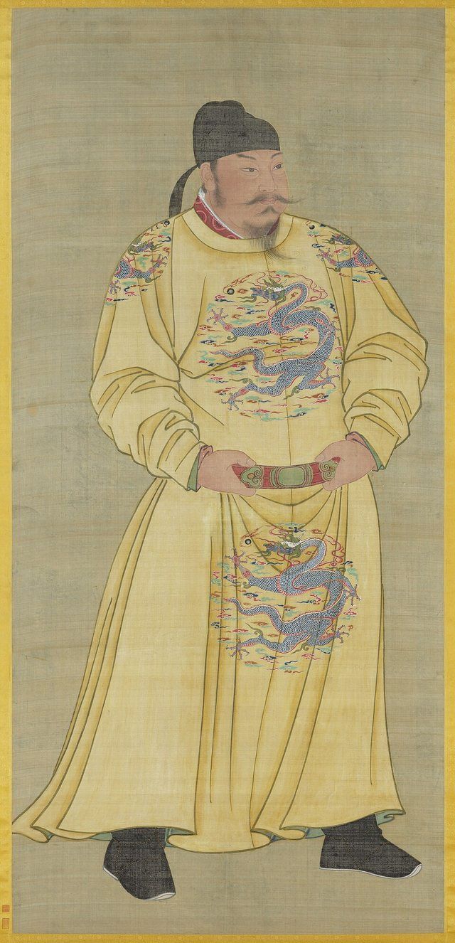 Standing Portrait of Emperor Tang Taizong (I): This depicts Emperor Taizong of Tang (唐太宗).