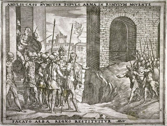 Numitor, after the Death of Amulius, is Restored to the Throne of Alba, pl.6 from the series The Story of Romulus and Re: Numitor, after the Death of Amulius, is Restored to the Th