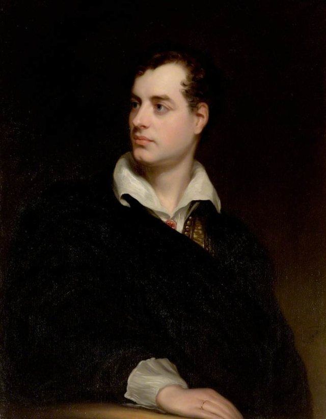 Lord Byron: Portrait of Lord Byron, British poet (1788–1824)label QS:Len,"Portrait of Lord Byron, British poet (1788–1824)"
