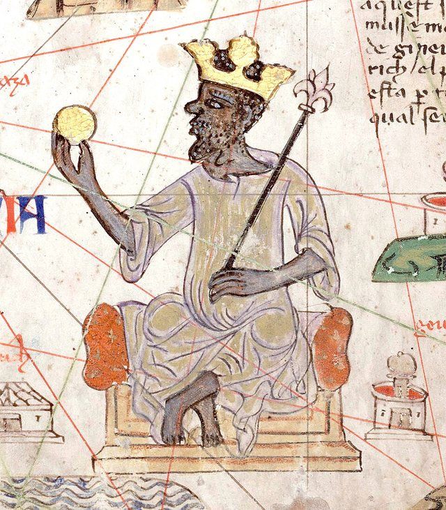 Mansa Musa: Detail from the Catalan Atlas Sheet 6 showing Mansa Musa