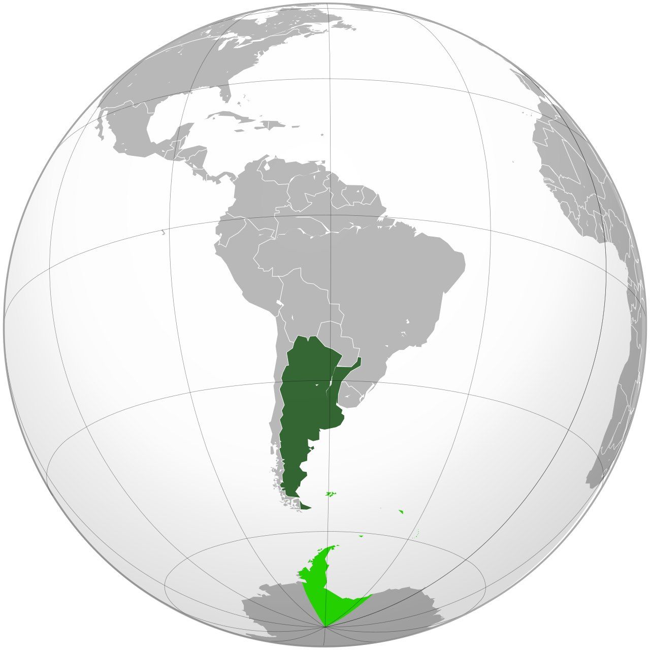 Map of Argentina, marked on the globe