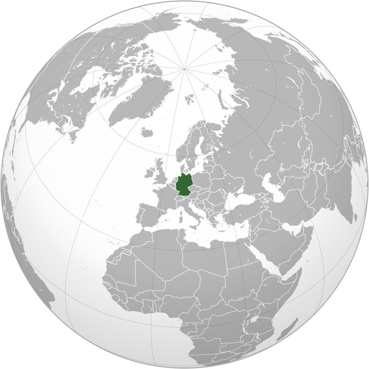 Map of Germany, marked on the globe
