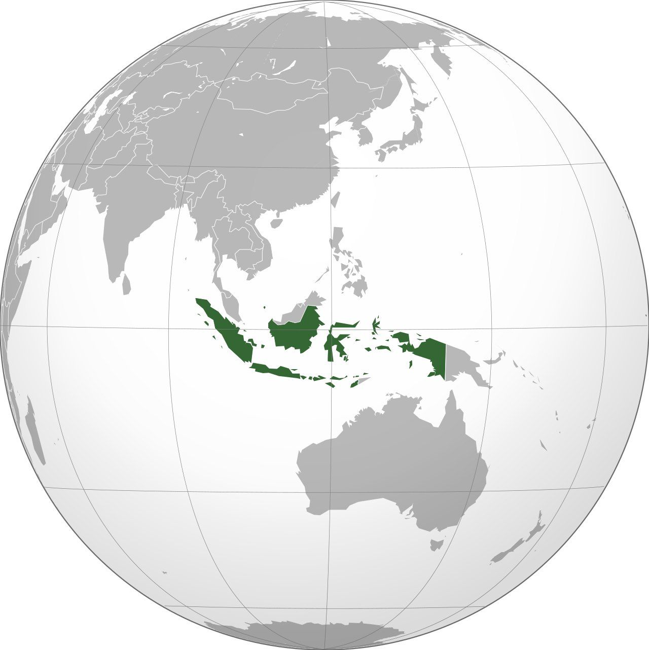 Map of Indonesia, marked on the globe