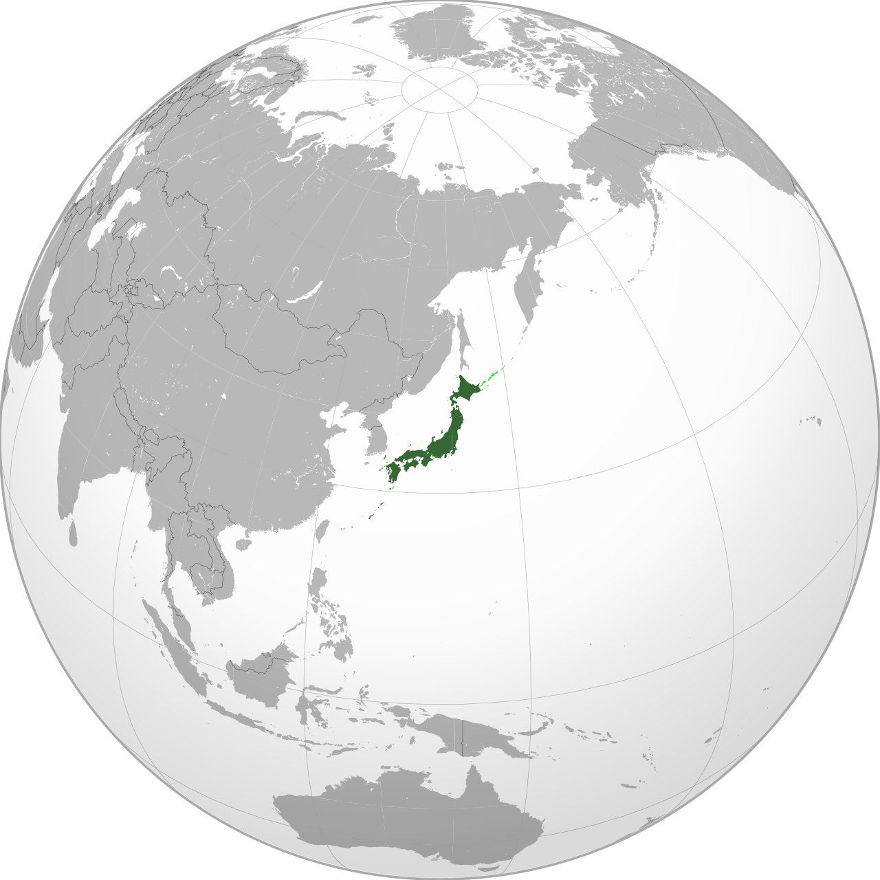 Map of Japan, marked on the globe