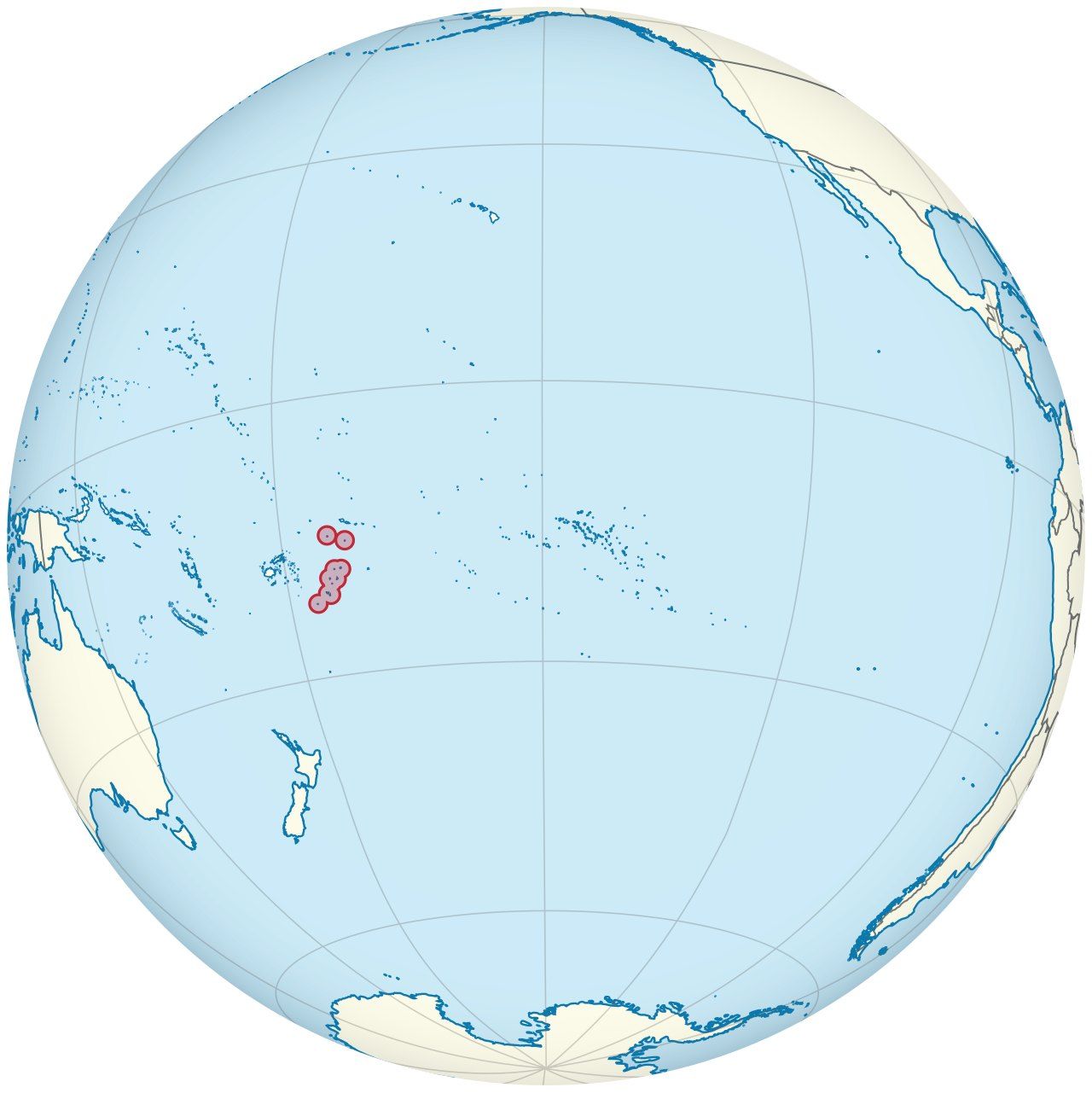 Map of Tonga, marked on the globe