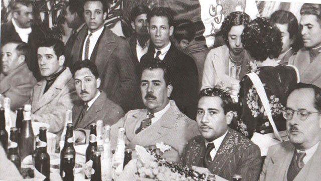 Presidente Lázaro Cárdenas reunido con Sindicato obrero veracruzano en 1938: Banquete ofrecido al Presidente de México Lázaro Cárdenas por el Sindicato de Santa Rosa (hoy Ciudad Me