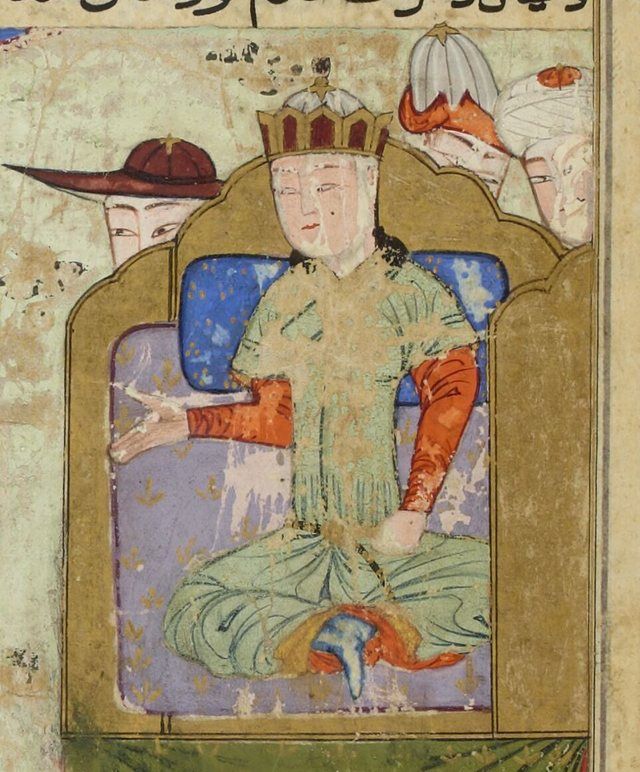 Möngke Khan: Möngke enthroned. Tarikh-i Jahangushay-i Juvaini, 1438, Shiraz