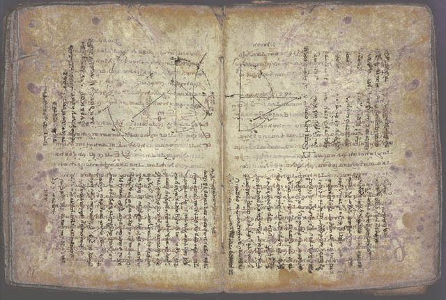 Archimedes Palimpsest: One page of Archimedes Palimpsest, On Floating Bodies
