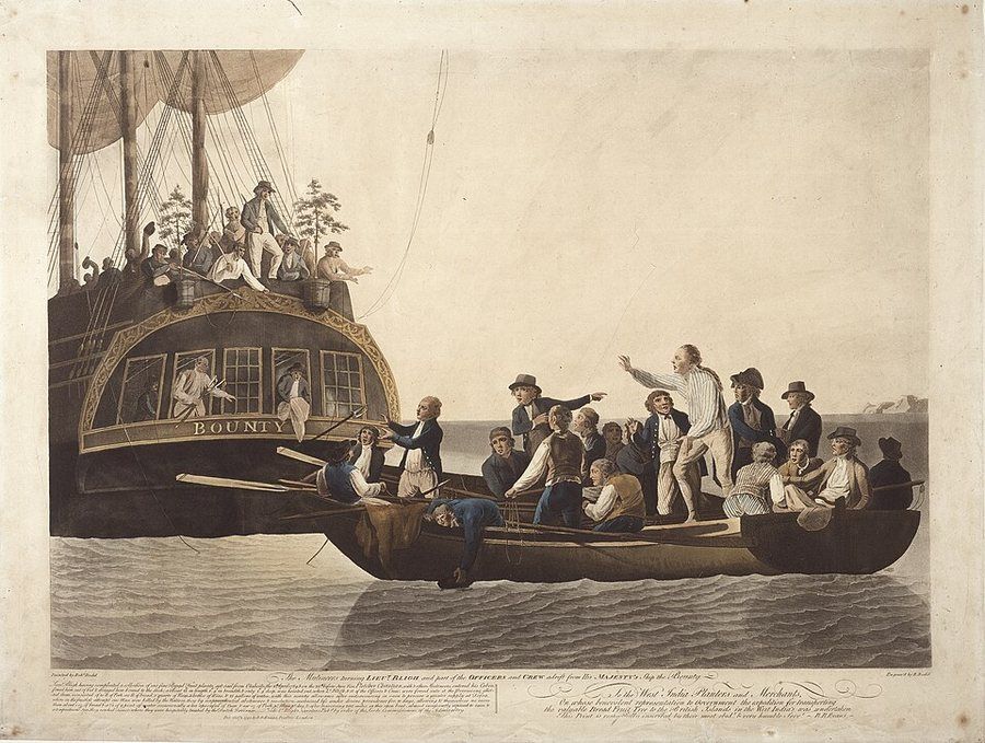 Mutiny on the Bounty: The Mutineers turning Lt Bligh and part of the Officers and Crew adrift from His Majesty's Ship the Bounty, 28 April 178