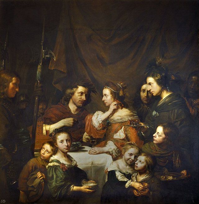 The Banquet of Cleopatra title QS:P1476,en:"The Banquet of Cleopatra "label QS:Len,"The Banquet of Cleopatra "label QS:L: Cleopatra puts the pearl in the wine, family portrait feat