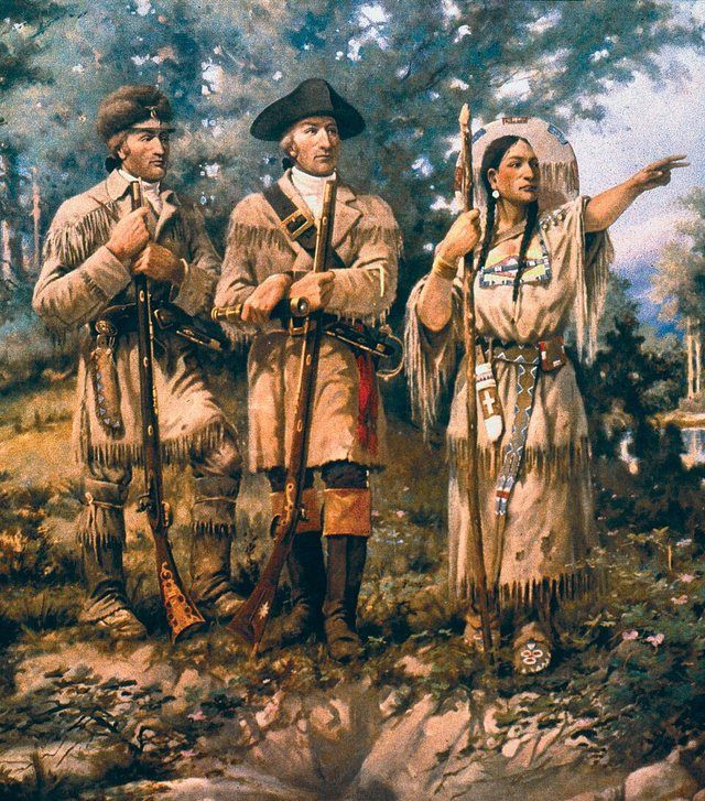 Sacagawea: Detail Lewis & Clark at Three Forks