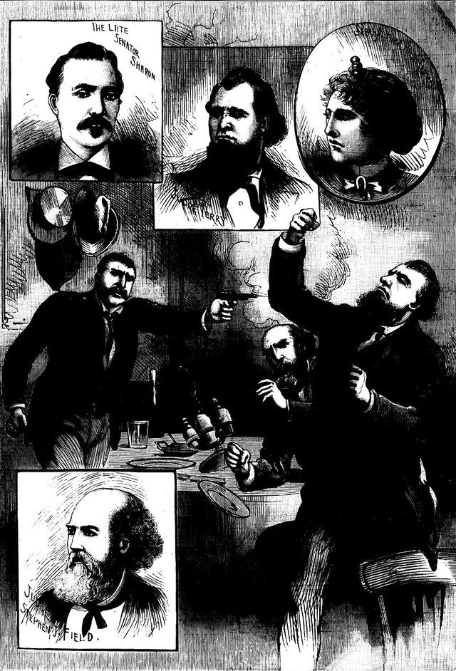 The Shooting of Judge Terry - National Police Gazette 1889-08-31: The Shooting of Judge Terry. Scenes in and about the Lathrop, Cal., depot where Marshal Nagle killed the famous hu