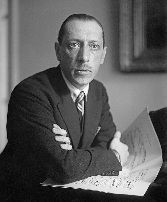 Igor Stravinsky: Photoportrait of Russian composer Igor Stravinsky. Taken by George Grantham Bain's news picture agency. Source: https://www.loc.gov/pictures/item/2014712545/