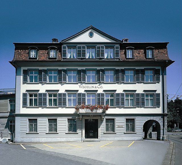 Wegelin Hauptgebäude St Gallen Front: Bankhaus Wegelin & Co. in St. Gallen, Schweiz