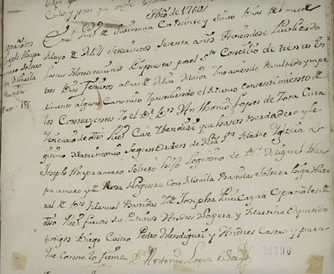 Partida de casamiento de José Gabriel Túpac Amaru y Micaela Bastidas: Registro parroquial que contiene la partida de matrimonio de José Gabriel Túpac Amaru y Micaela Bastidas. Ubic