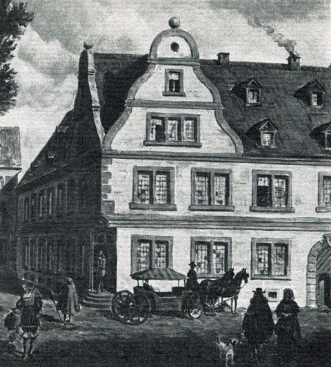 Merck Engelapotheke: Merck's Engel-Apotheke (Angels-Pharmacy) in the second half of the 17th century in Darmstadt