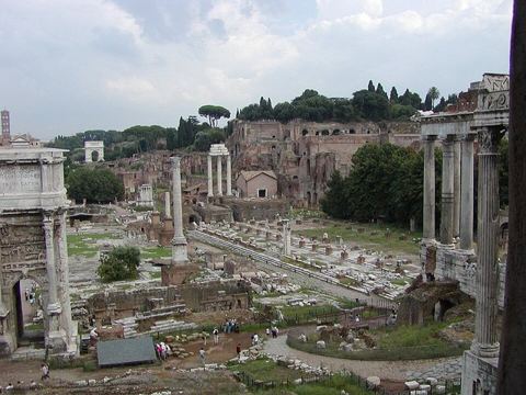 Remains of Basilica Julia: The remains of Basilica Julia at the Forum Romanum in Italy.