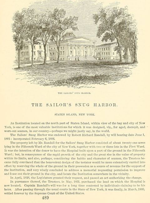 Sailors' Snug Harbor, Staten Island, New York, Valentine's Manual: Wood engraving of the Sailors' Snug Harbor on Staten Island, New York City