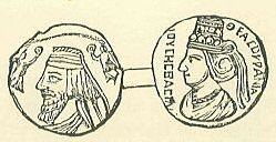 Phraataces and Musa: Coin of Phraataces and Musa from Parthia