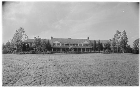 Reynolda House south facade 1919: Thomas Warren Sears photonegative of the south face of the Reynolda House in 1919, showing the official entrance and porte-cochere.