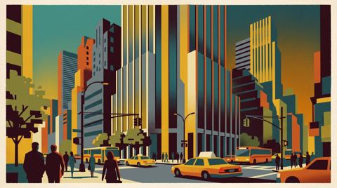 AI illustration: 650 Fifth Avenue, the New York tower built by the Pahlavi Foundation