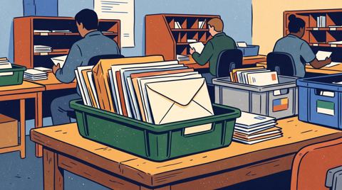 AI illustration: A will in an envelope in a mail tray, 2025