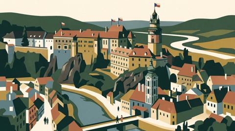 AI illustration: Český Krumlov Castle, the Schwarzenberg seat taken by Czechoslovakia under a 1947 law