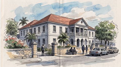 AI illustration: The courthouse in George Town, Grand Cayman